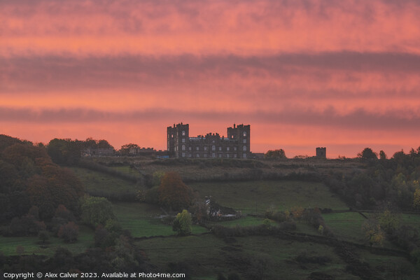 Derbyshire Castle Fiery Sunrise Picture Board by Alex Calver