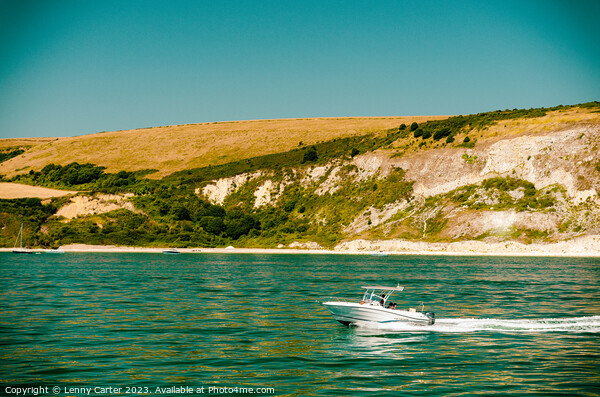 Small Boat Trip along the Jurasic Coastline Picture Board by Lenny Carter