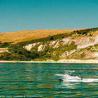 Buy canvas prints of Small Boat Trip along the Jurasic Coastline by Lenny Carter