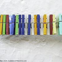 Buy canvas prints of Clothes peg colours by Mark Phillips