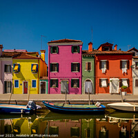 Buy canvas prints of Colourful houses and boats, Burano, Italy. by Bailey Cooper