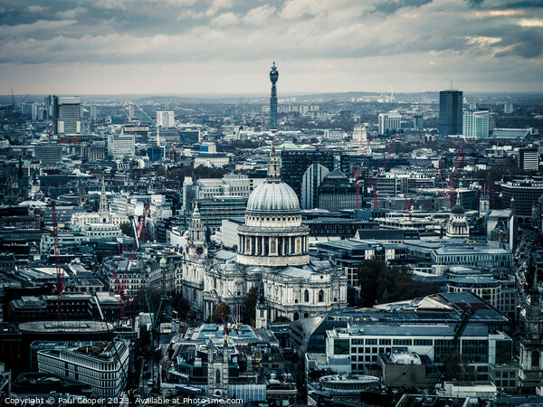 London's Skyline: St Paul's Cathedral and BT Tower Picture Board by Bailey Cooper
