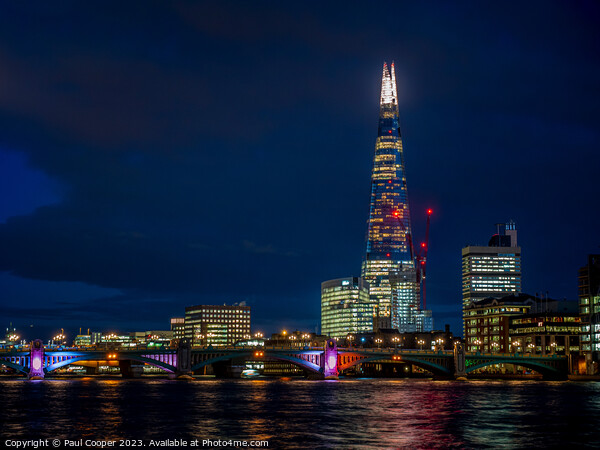 The Shard at night, London Picture Board by Bailey Cooper