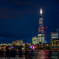 Buy canvas prints of The Shard at night, London by Bailey Cooper