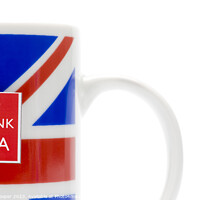 Buy canvas prints of Drink Tea label on tea bag in union jack mug by Bailey Cooper