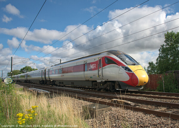 LNER Azuma train at speed Picture Board by Paul Clark