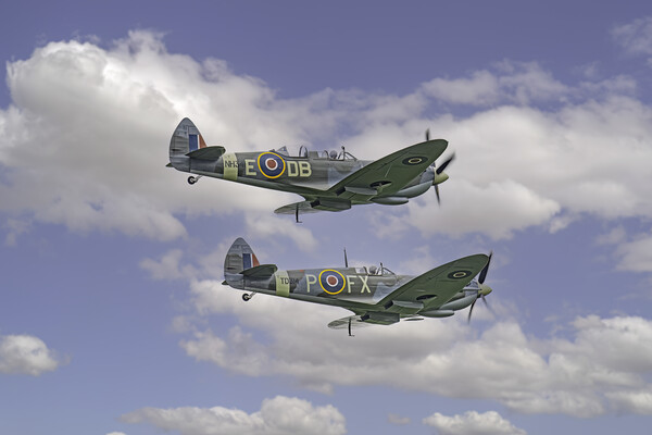 2 Spitfire Planes Picture Board by Paul Mitchell
