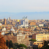 Buy canvas prints of Rome (Italy) - The view of the city from Janiculum hill and terrace, with Vittoriano, Trinit� dei Monti church and Quirinale palace. by Virginija Vaidakaviciene