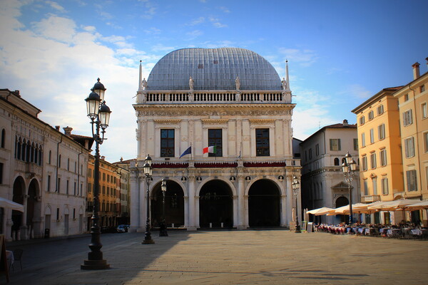 The Palazzo della Loggia, a Renaissance palace in Brescia, Italy, current site of the city council Picture Board by Virginija Vaidakaviciene