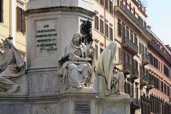 Biblical Statues at Base of Colonna dell'Imacolata in Rome, Italy Picture Board by Virginija Vaidakaviciene