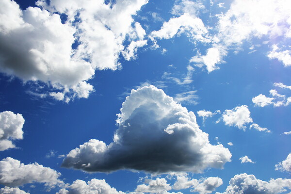 White clouds in blue sky. Blue sky background Picture Board by Virginija Vaidakaviciene