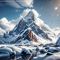 Buy canvas prints of AI Snowy Rock Mountain by Joshua Hark
