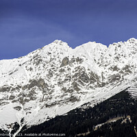Buy canvas prints of Landscape of snow capped mountains and ski resort  by Ambrosini V
