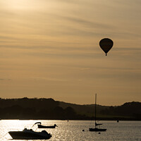 Buy canvas prints of A hot air balloon flying over the River Exe as see by Ambrosini V
