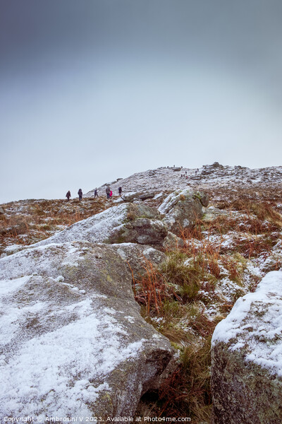 Rippon Tor climbers in Dartmoor National Park duri Picture Board by Ambrosini V