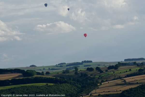 HOT AIR BALLOONS OVER DERBYSHIRE DALES Picture Board by James Allen