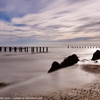 Buy canvas prints of Rock Formations & Sea Defences At Corton Beach Lowestoft by James Allen