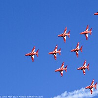 Buy canvas prints of Red Arrow RAF Team  by James Allen