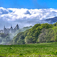 Buy canvas prints of Dunrobin Castle Emerging from the Haar by Ian Blezard