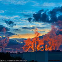 Buy canvas prints of Sunset on factory smoke by Iain Lockhart