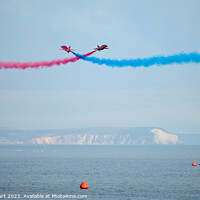Buy canvas prints of Red Arrows display at Bournemouth Air Festival 2023 by Iain Lockhart