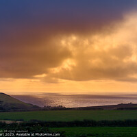 Buy canvas prints of Sunset over Kimmeridge Bay looking out to Portland by Iain Lockhart