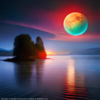 Buy canvas prints of A multicolored moon in a beautiful southern landscape by Reinaldo França