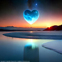 Buy canvas prints of Valentine's Day love heart beauty landscape nature moon sky stars by Reinaldo França