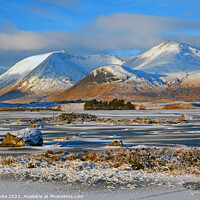 Buy canvas prints of Snow covered Rannoch Moor, Black Mount, Lochaber,  by Arch White