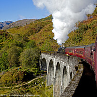 Buy canvas prints of On board Jacobite Steam Train, Glenfinnan Viaduct, by Arch White