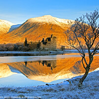 Buy canvas prints of Kilchurn Castle reflected in Loch Awe, Argyll and  by Arch White