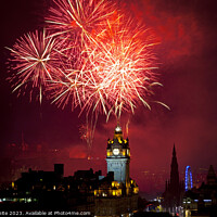 Buy canvas prints of Edinburgh Festival fireworks, city centre, Scotlan by Arch White