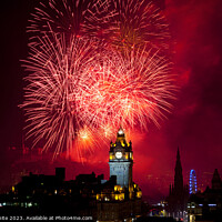 Buy canvas prints of Edinburgh, fireworks, city centre, Scotland, UK,  by Arch White
