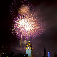Buy canvas prints of Edinburgh fireworks, city centre, Scotland, UK by Arch White