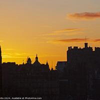 Buy canvas prints of Sunset over Edinburgh Castle to end the winter's d by Arch White