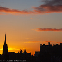 Buy canvas prints of Sunset over Edinburgh Castle to end the winter's d by Arch White