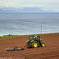 Buy canvas prints of Tractor preparing field for crop planting, Ayrshir by Arch White