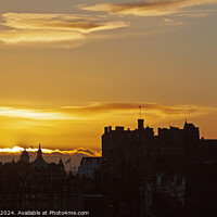 Buy canvas prints of Winter sunset above castle Edinburgh, Scotland, UK by Arch White