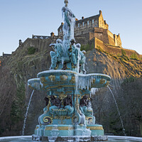 Buy canvas prints of Frozen Ross Fountain,  Edinburgh, Scotland by Arch White