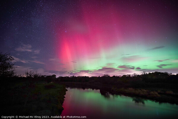 The Northern Lights above the River Roe. Picture Board by Michael Mc Elroy