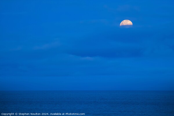 Moon over Watergate Bay, Cornwall Picture Board by Stephen Noulton