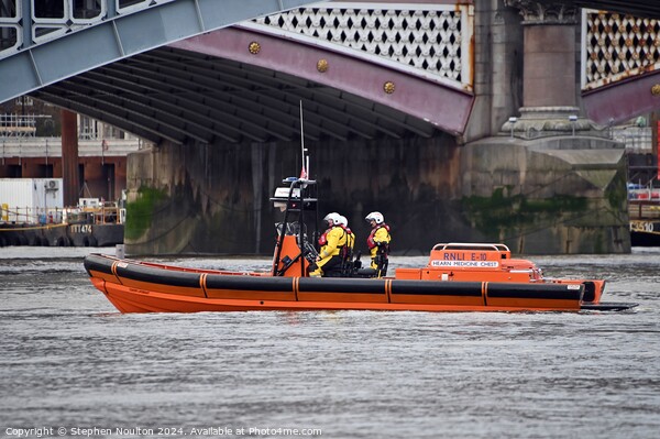 RNLI Tower Lifeboat on patrol on the River Thames Picture Board by Stephen Noulton