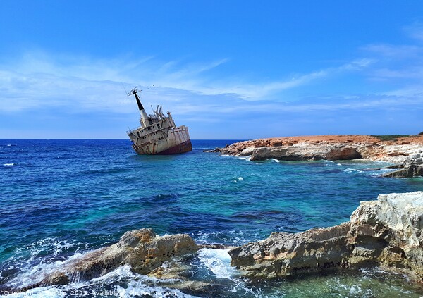 Edro III Shipwreck: Abandoned Ship on Cyprus Coast Picture Board by Sandie 