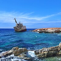Buy canvas prints of Edro III Shipwreck: Abandoned Ship on Cyprus Coast by Sandie 