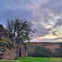 Buy canvas prints of Sunsets over Pendragon Castle, Kirkby Stephen Cumb by Sandie 