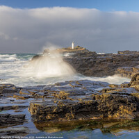Buy canvas prints of Godrevy Lighthouse, watching Natures Pyrotechnics Show by Andy Durnin