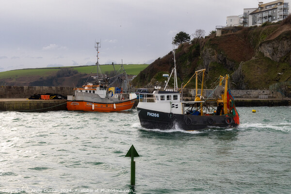 Trawlers at Mevagissey Harbour Picture Board by Andy Durnin