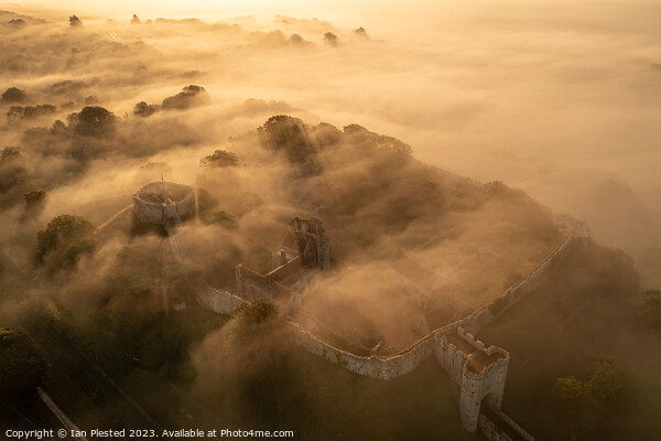 Carisbrooke Castle at dawn mist Picture Board by Ian Plested