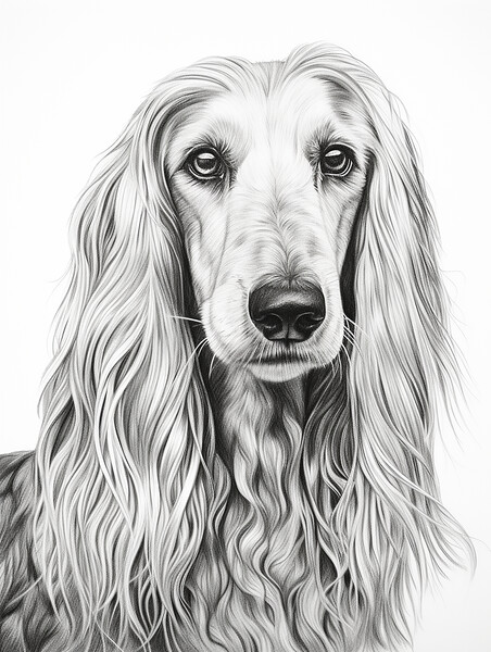 Afghan Hound Pencil Drawing Picture Board by K9 Art
