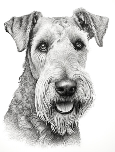 Airedale Terrier Pencil Drawing Picture Board by K9 Art